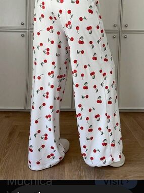 Cozy White Cherry Print Pajama Pants🍒